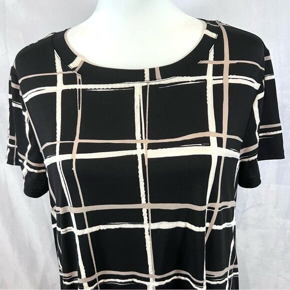 Apt 9 black mocha and ivory abstract checkered dress with pockets size medium - Picture 4 of 8